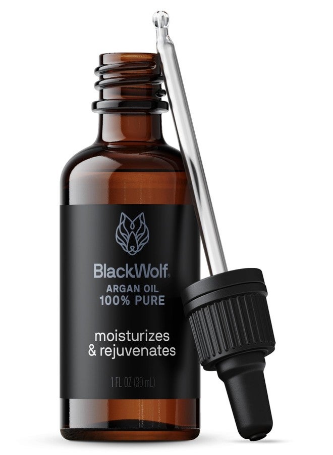 Black Wolf 100% Pure Argan Oil - Moisturizing & Rejuvenating Cold-Pressed Argan Oil for Hair, Face & Skin - Hydrating, Non-Greasy & Lightweight - Suitable for All Hair Types - 1 Fl Oz - Image 1