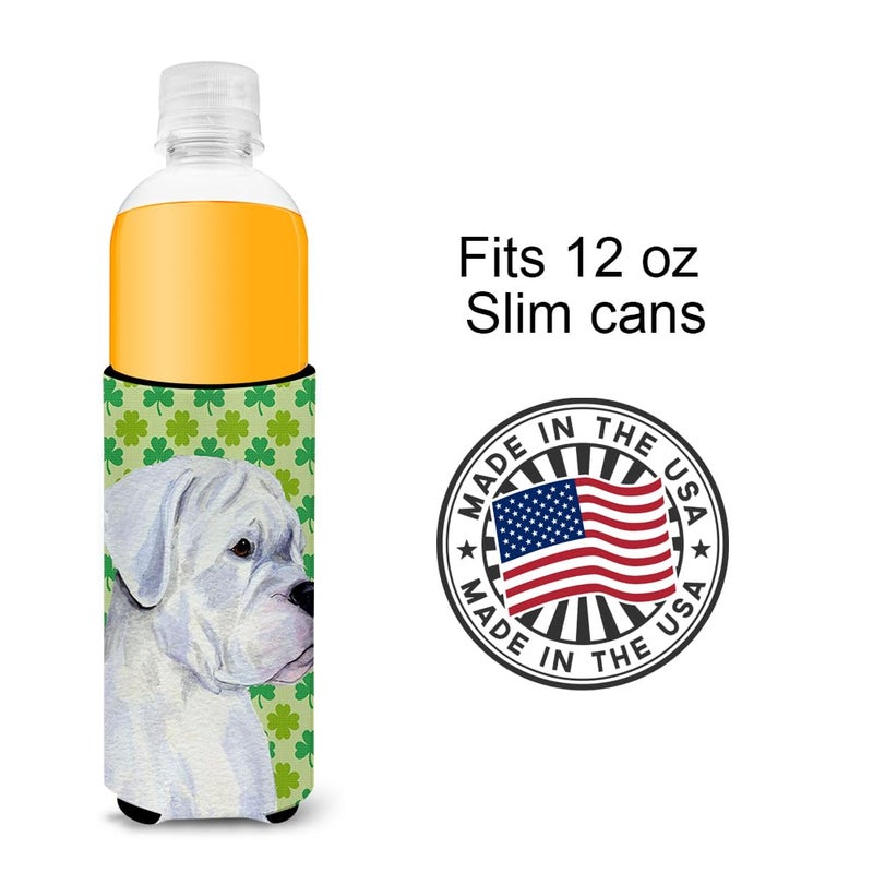 Caroline's Treasures Caroline's Treasures SS4440MUK Boxer St. Patrick's Day Shamrock Portrait Ultra Hugger for slim cans Can Cooler Sleeve Hugger Machine Washable Drink Sleeve Hugger Collapsible Insulator Beverage Insulat  - Image 3