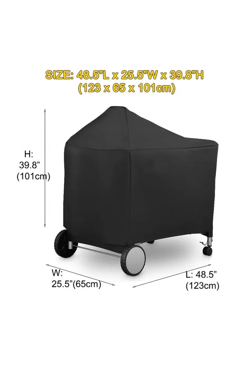 إيروريكس غطاء شواء أسود مقاوم للماء، قطعة واحدة، مقاس 123×65×101 سم، مناسب لشوايات ويبر بيرفورمر ديلوكس التي تعمل بالفحم مقاس 22 بوصة. - Image 2