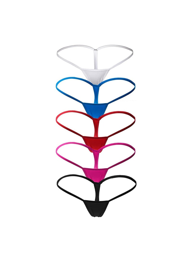 Women's Lace G-String Thongs Underwear, 5pcs Low Rise T-Back Panties, Comfortable Lace T Pants for Everyday Wear (Size: L)