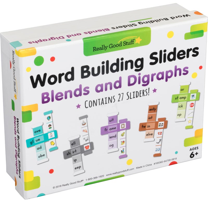 Really Good Stuff Word Building Sliders - Blends and Digraphs - Set of 27 l Phonics l ELA Learning Essentials l Gr 1-2 - Image 1