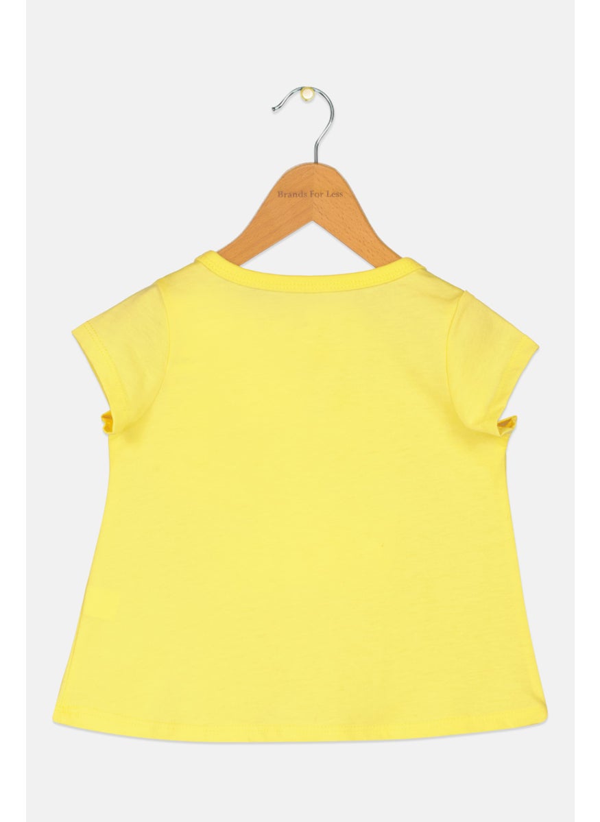 Toddlers Girl Crew Neck Short Sleeve Embellished Top, Yellow Combo - pzsku/Z52680ACEC2A4F4DDB629Z/45/_/1729779368/5bec7569-71d2-4660-8b1f-510c9a2c8a50