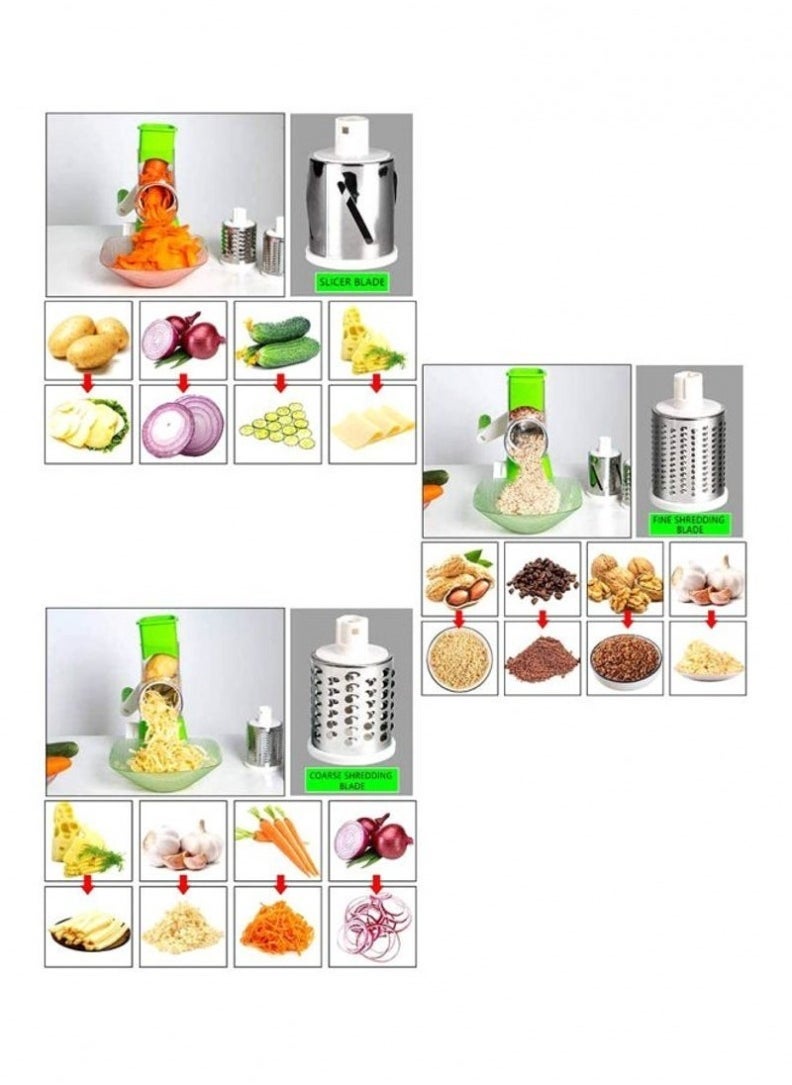 Raxoom Table Top Drum Grater in Green/Silver/White - Perfect for Grating Cheese, Vegetables, and More with Ease" - Image 4