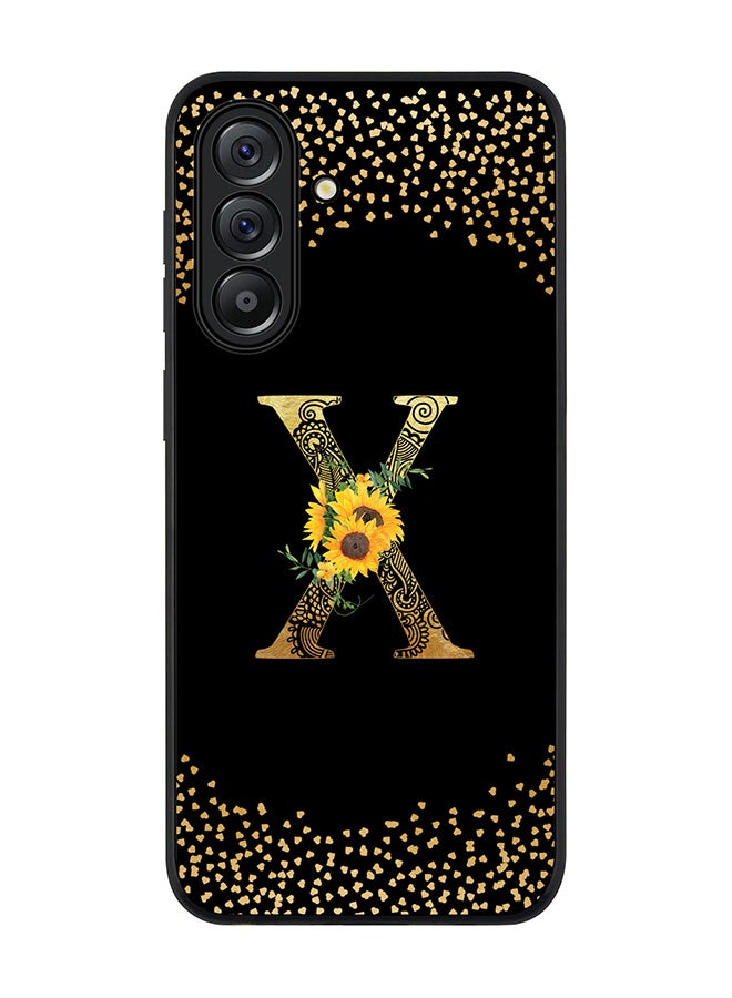 Stylizedd For Samsung Galaxy A56 5G Case,Slim fit Camera Protection, Shockproof Thin Phone cover  - Custom Floral Monogram - X ( Black ) - Image 1