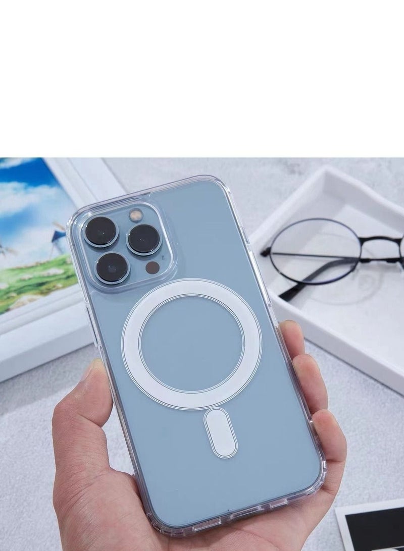 Clear Magnetic Case for iPhone 14 Pro Compatible with Magsafe Card Wallet & Wireless Chager, Screen & Camera Protection Shockproof Magsafe Cover for Apple iPhone 14 Pro  - Image 1