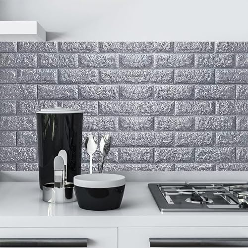 Rylan Self-Adhesive Waterproof PE Foam 3D Wall Panels Wallpaper Sticker for Bathroom, Living Room, and Home Decoration (70 x 77cm, Appx. 5.8Sq Feet)-1 Piece - Image 2