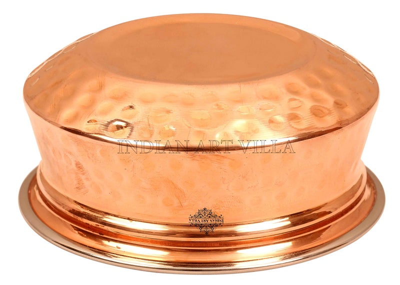INDIAN ART VILLA Steel Copper Hammered Handi Bowl, Serveware for Home, Restaurants & Festive Occasions, Elegant Traditional Design, Multipurpose Tableware, 200 ML, Set of 1 - Image 3