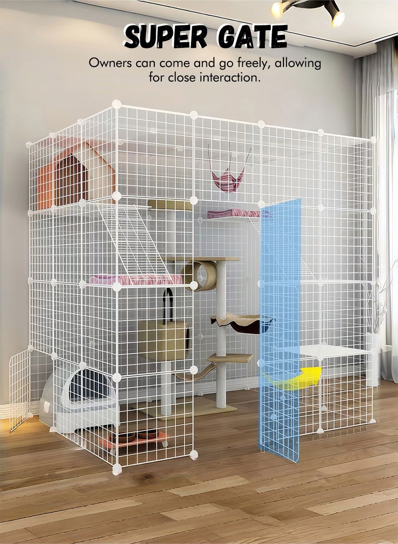 كيدل الكبير قطة قفص 4-الطبقة المعدنية سلك كينلز غلاف الحيوانات بيت سياج قابل للفصل داخلي DIY الحيوانات الأليفة صندوق Playpen ل 1-5 القطط ممارسة المساحة - Image 2
