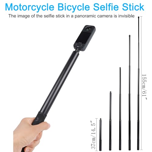 PELLKING Motorcycle Mount kit for Insta360 One X5 X4 X3 X2 RS DJI OSMO 360 GoPro MAX 2 Double Clamps Handlebar Holder with 155cm Selfie Stick for Motorcycle and Bicycle Riding Records - Image 3