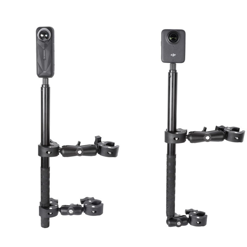 PELLKING Motorcycle Mount kit for Insta360 One X5 X4 X3 X2 RS DJI OSMO 360 GoPro MAX 2 Double Clamps Handlebar Holder with 155cm Selfie Stick for Motorcycle and Bicycle Riding Records - Image 2