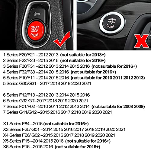 Jaronx Sports Red Start Stop Engine Switch Button Compatible with BMW,Power Ignition Start Stop Button Replacement(Compatible with BMW 1 2 3 4 5 6 7 X1 X3 X4 X5 X6/F30 F10 F01 F15 G01 G30 G31 G11 G12) - Image 3