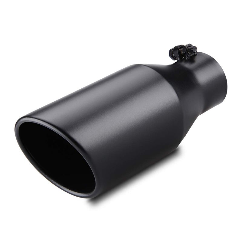 LCGP LCGP 3" Inlet Exhaust tip 5" Outlet 12" Overall Length, 3x5x12inch, Stainless Steel, Black Powder Coated Exhaust Tailpipe - Image 1