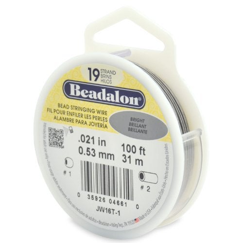 Beadalon 19 Strand Stainless Steel Bead Stringing Wire, .021 in / 0.53 mm, Bright, 100 ft / 31 m - Image 1