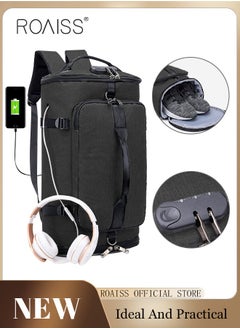 roaiss Anti theft Duffel Bag Independent Shoe Warehouse Backpack for Men Outdoor Travel Sports Gym Black  - Image 3