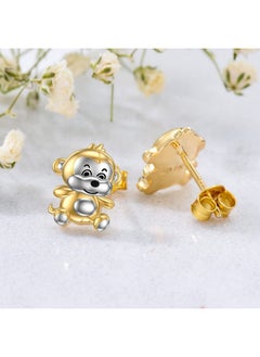 WINNICACA Monkey Earrings Sterling Silver Monkey Gifts Cute Animal Monkey Stud Earrings Monkey Jewelry For Teens Birthday  - Image 2
