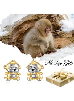 WINNICACA Monkey Earrings Sterling Silver Monkey Gifts Cute Animal Monkey Stud Earrings Monkey Jewelry For Teens Birthday  - Image 3