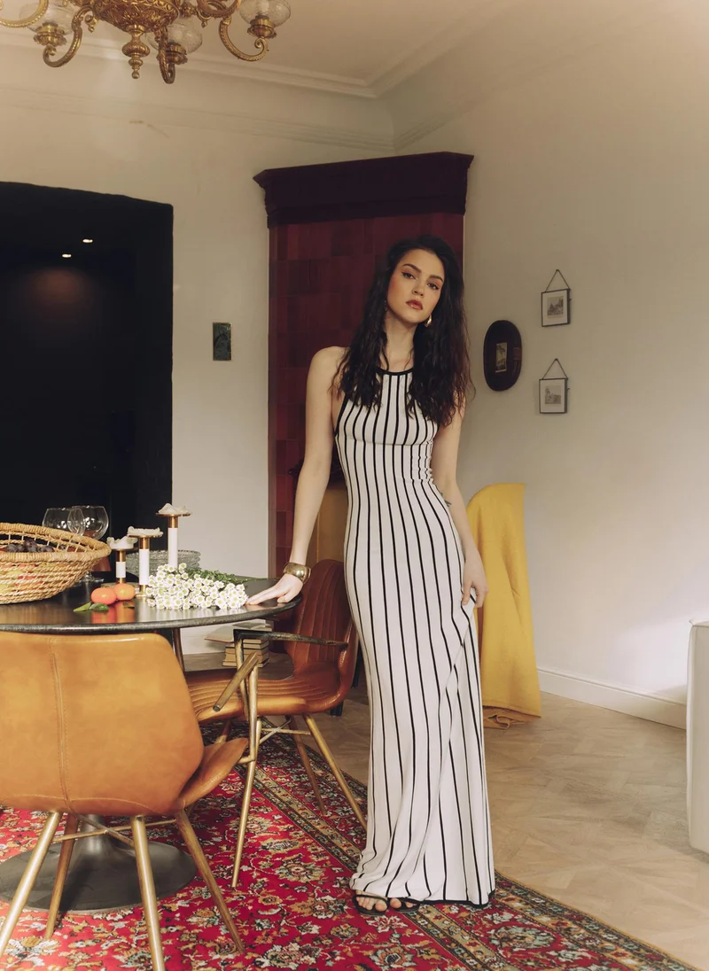 ليتشي فستان جيرسي ماكسي مخطط
