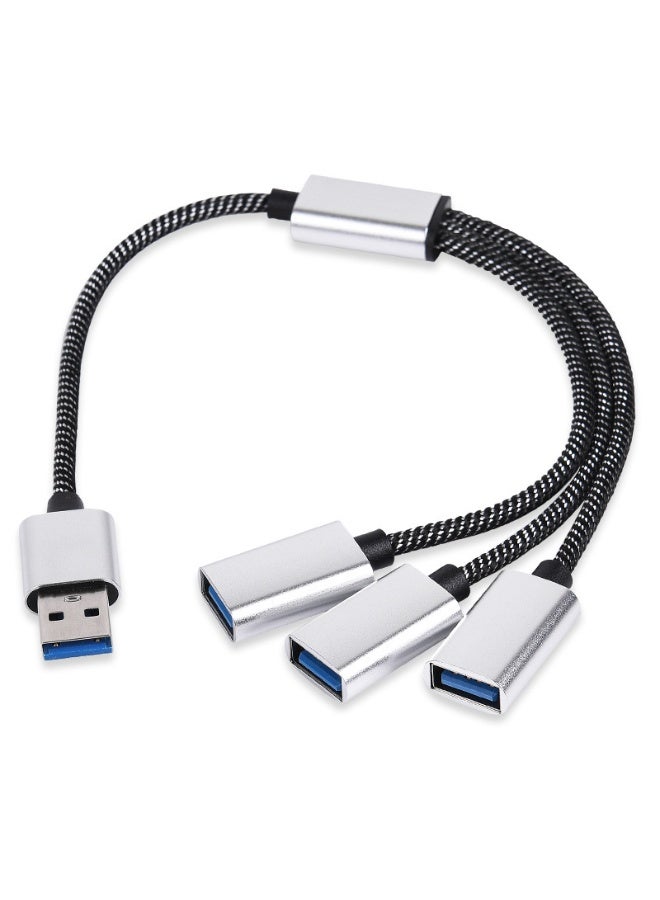 3-Port USB Hub, 1-to-3 USB 2.0 Splitter Cable, Triple Port USB Expander Adapter for Laptops, PC, Smartphones & Tablets