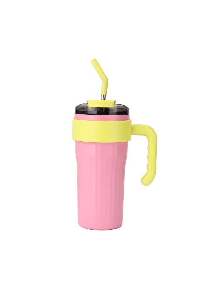Stainless Steel Insulated Tumbler with Handle, Lid and Straw, Thermal Mug for Hot & Cold Drinks - Image 1