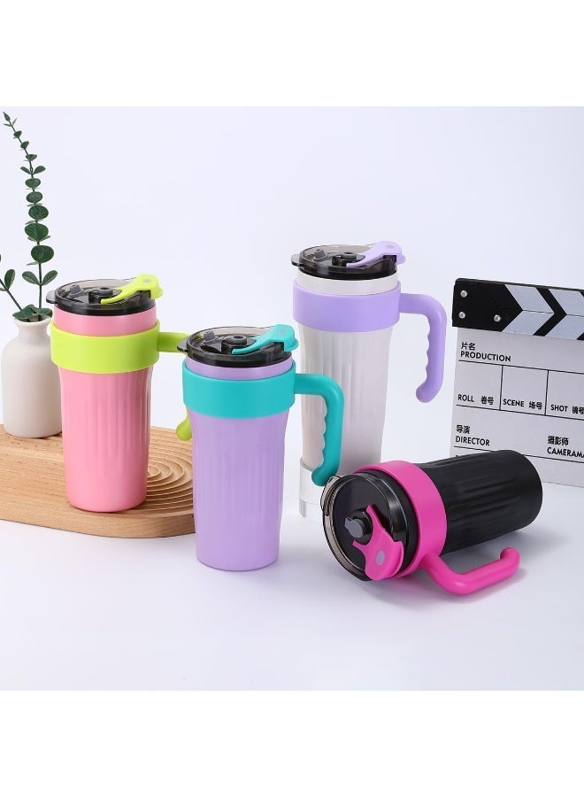 Stainless Steel Insulated Tumbler with Handle, Lid and Straw, Thermal Mug for Hot & Cold Drinks - Image 2