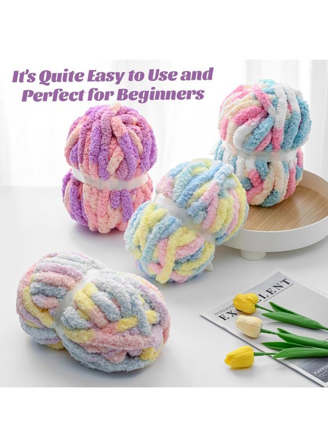Sekafris 10 Pack Fluffy Chunky Chenille Yarn for Crocheting, Jumbo Chunky Blanket Yarn for Hand Knitting, 240yds/70.5oz Super Bulky Variegated Baby Blanket Yarn (Blue-Pink-Purple) - Image 4