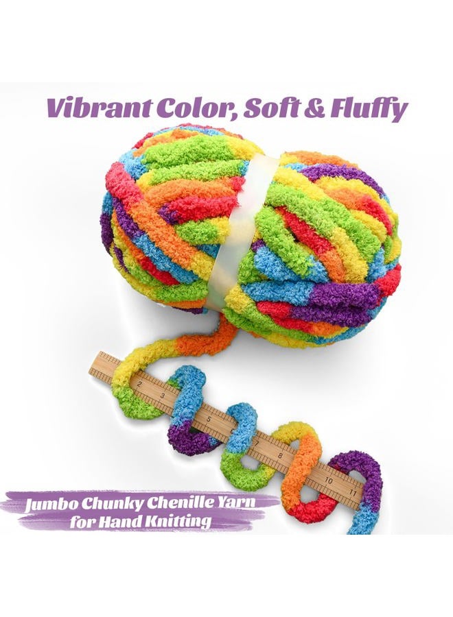 Sekafris 10 Pack Fluffy Chunky Chenille Yarn for Crocheting, Jumbo Chunky Blanket Yarn for Hand Knitting, 240yds/70.5oz Super Bulky Variegated Baby Blanket Yarn (Blue-Pink-Purple) - Image 3