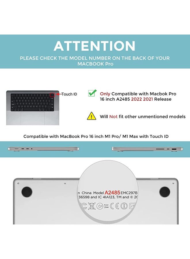 O Ozone Crystal Clear Case For MacBook Pro 16 inch Case A2485 Plastic Hard Shell Cover for 2021 MacBook Pro 16.2 - Black  - Image 2