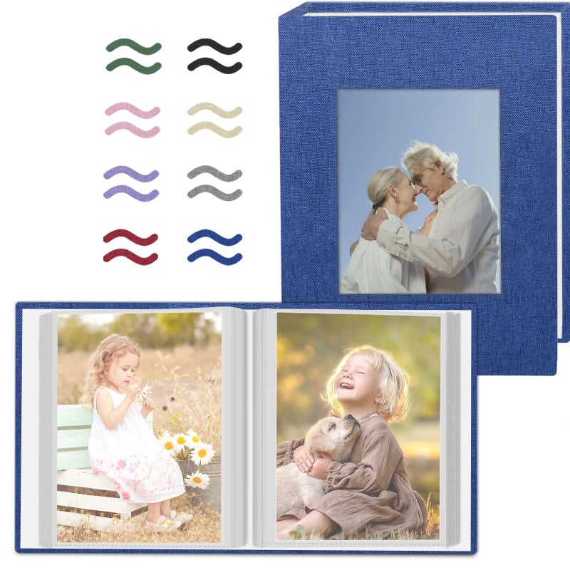 Popotop 2 Pack Photo Album 4x6 Pictures, Small Linen Slip-in Photo Albums Book for 80 Photos with 40 Pockets, Birthday Gifts for Women Mom Family Baby - Image 1