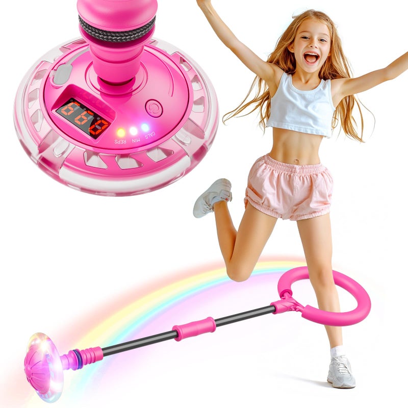 Flooyes Skip Ball for Kids Ankle Skip Ball Toy with Counter Timer and Cal Calculator Girl Birthday Gifts for Age 6 7 8 9 10 Rechargeable Colorful Flash Wheel Skip Ball for Girls Women - Image 2