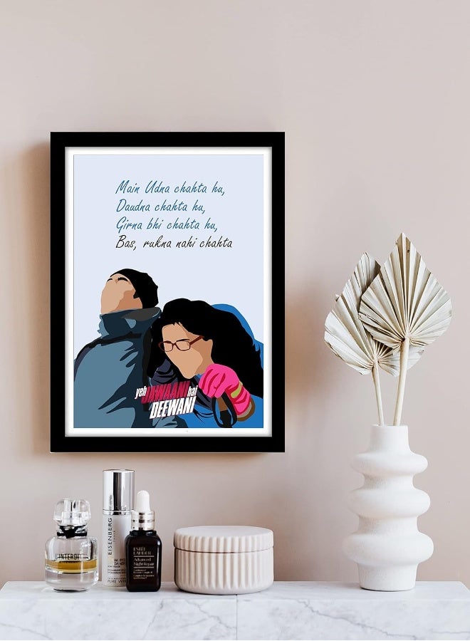 GRAY WALL Acrylic Good Hope Ye Jawani Hai Deewani Movie Artwork (Framed Poster 10X13, Ye Jawani Hai Deewani2) - Image 2