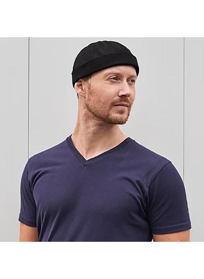 Men's Brimless Docker Cap Set, 100% Cotton Retro Worker Sailor Skull Cap with Rolled Cuff, Adjustable, Black, 2 Pack - Image 4