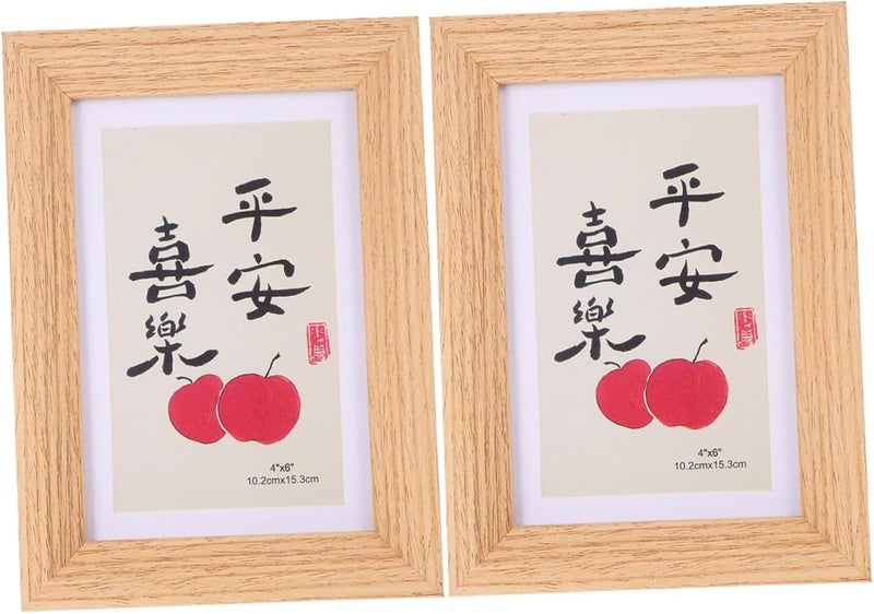 Wood Photo Frame Set 2pcs 6-inch Mdf Tabletop and Wall-mount Picture Frames 10x15cm Vintage Wooden Photo Display for Home Décor - Image 1