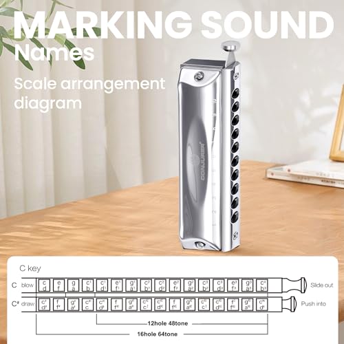CONJURER Mouth Organ 10 Holes 40 Tunes of C Chromatic Mouth Organ Harp, Chromatic Harmonica for Beginners, Adults, Professionals, Students, Friends, Gifts (Sliver) - Image 5