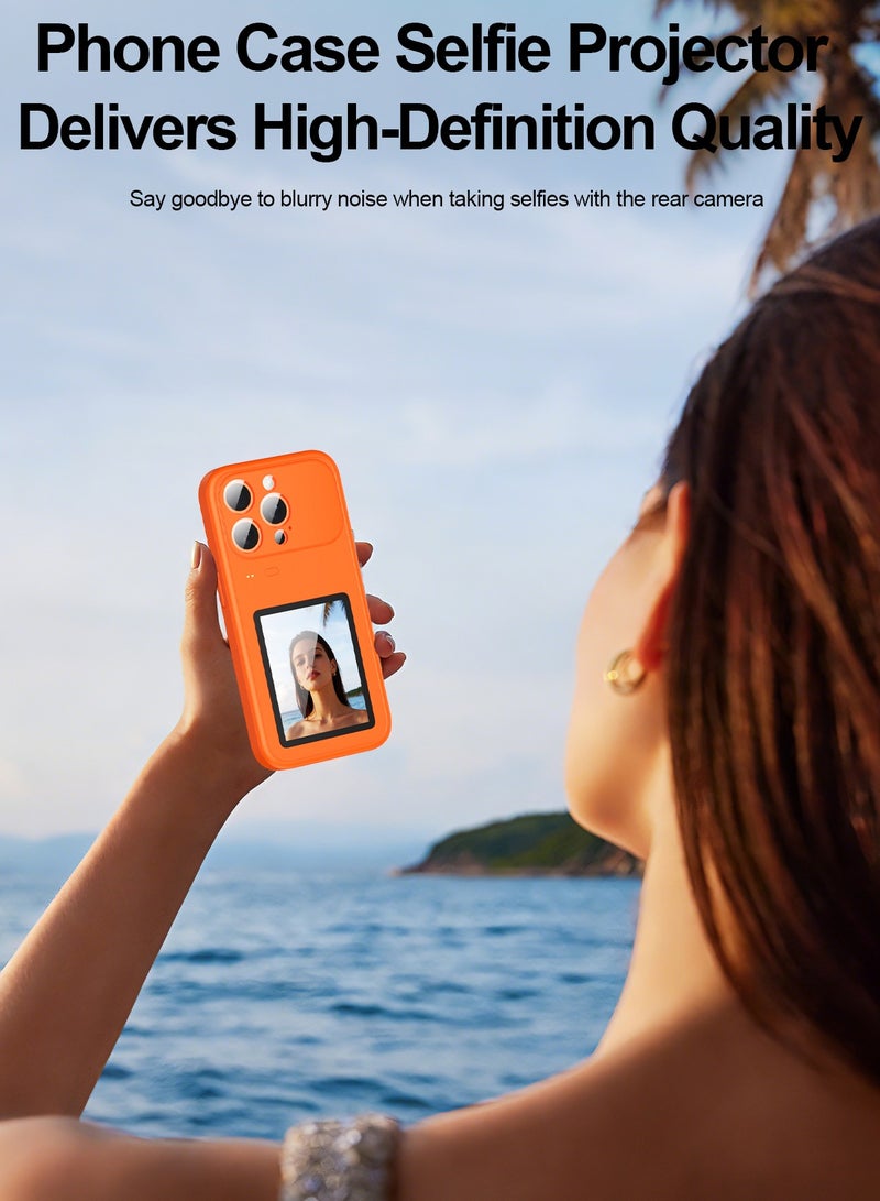 Smart Phone Case for iPhone 17 Pro Max, 3.5 Inch HD Color Screen, Selfie Screen Display Case, DIY Wallpaper, Call & Message Sync, Music Control, Suitable for iPhone 17 Pro Max Smart Phone Case Selfie Display (Orange) - Image 4
