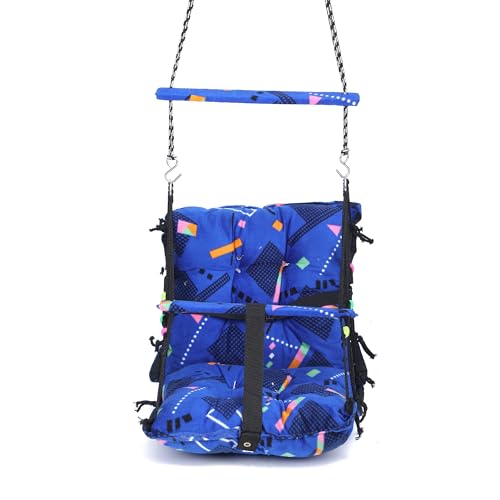 Sprointal® Swing for Kids, Baby Swing Chair Cotton Children Folding and Washable 1-5 Years Swing with Safety Belt,Home and Garden Jhula for Babies |Swing for Kids|Hanging Cradle (Blue Triangle) - Image 3