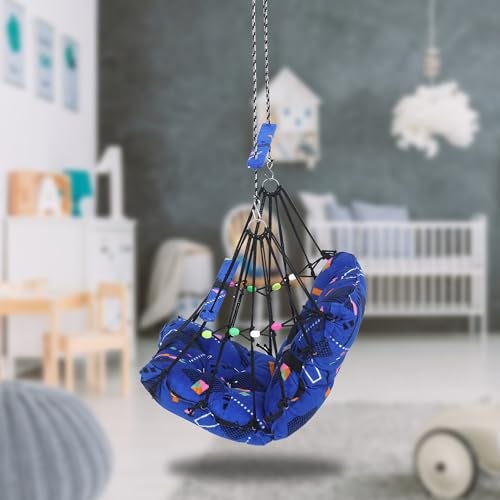 Sprointal® Swing for Kids, Baby Swing Chair Cotton Children Folding and Washable 1-5 Years Swing with Safety Belt,Home and Garden Jhula for Babies |Swing for Kids|Hanging Cradle (Blue Triangle) - Image 2