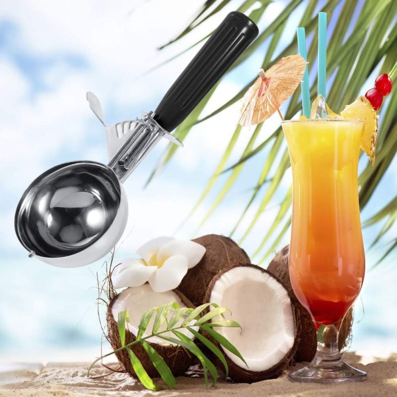 Ice Cream Scoop 4.7cm Food-grade Stainless Steel Non-slip Plastic Handle - Easy-release Lever Multi-purpose Scoop for Home Kitchen, Dessert Shop, Café, Restaurant - Image 4
