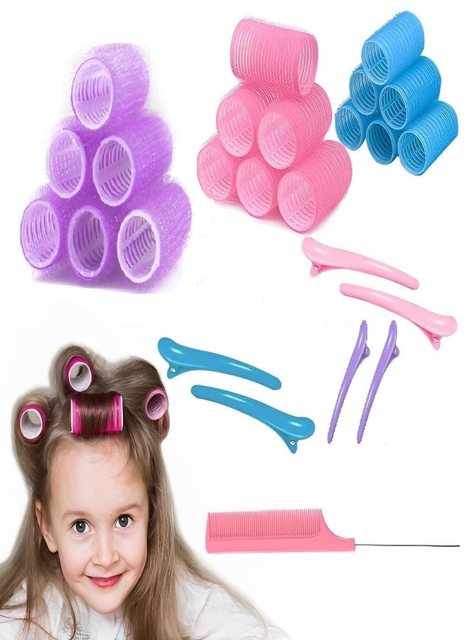 Tonity بكرات تجعيد الشعر بدون حرارة من تونيتي للنساء والفتيات، بكرات تجعيد الشعر بدون حرارة للنساء، بكرات تجعيد شعر جامبو ذاتية التثبيت، مجموعة بكرات تجعيد الشعر مكونة من 18 قطعة مع مشابك ومشط - مجموعة لف الشعر مكونة من 25 قطعة - Image 1