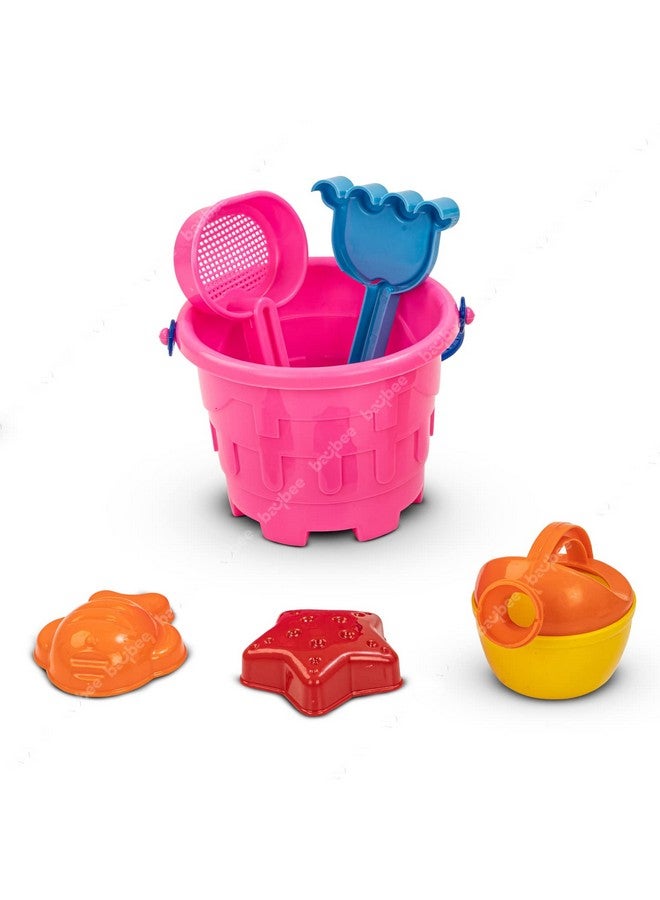 بيبي مجموعة ألعاب شاطئية لبناء قلعة رملية من بايبي للأطفال، ألعاب قلعة رملية للشاطئ - مجموعة ألعاب أنشطة وأداة بستنة مع دلو | ألعاب أطفال | ألعاب شاطئية من 3 إلى 10 سنوات (6 قطع) متنوعة - Image 1