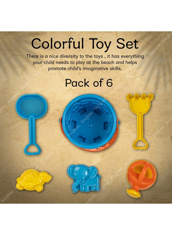 بيبي مجموعة ألعاب شاطئية لبناء قلعة رملية من بايبي للأطفال، ألعاب قلعة رملية للشاطئ - مجموعة ألعاب أنشطة وأداة بستنة مع دلو | ألعاب أطفال | ألعاب شاطئية من 3 إلى 10 سنوات (6 قطع) متنوعة - Image 5