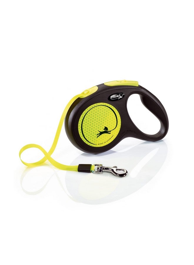 FLEXI New Neon Tape Retractable Dog Leashes for Medium Dogs Upto 55 lbs. - 16 ft., Neon Yellow/Black | Tangle Free Pet Walking Leash with One-Handed Brake, Pause, Lock|German Quality Product - Image 1