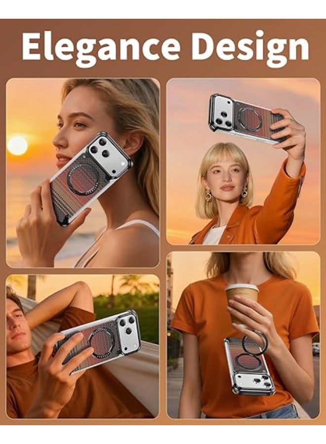 أوتس باسف غطاء بدون إطار لهاتف iPhone 17 Pro Max – حاجز مضاد للصدمات بتصميم بسيط مع دعامة قابلة للدوران 360°، مصنوع من مواد بدرجة فضائية، بتصميم منقوش - Image 4