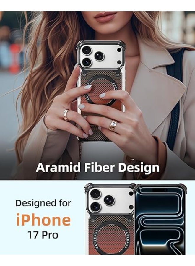 أوتس باسف غطاء بدون إطار لهاتف iPhone 17 Pro Max – حاجز مضاد للصدمات بتصميم بسيط مع دعامة قابلة للدوران 360°، مصنوع من مواد بدرجة فضائية، بتصميم منقوش - Image 2