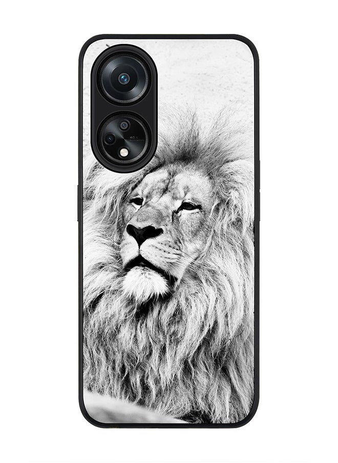 Stylizedd Rugged Black edge case for Oppo A98 5G, Slim fit Soft Case Flexible Rubber Edges Anti Drop TPU Gel Thin Cover- Wise Lion  - Image 1