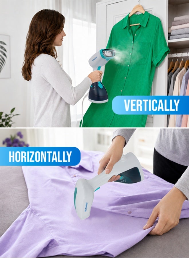 SONASHI Portable Handheld Garment Steamer|1100W| 250 ML| Upto 15g/min Continuous Powerful Steam |60 Sec Fast Heat-up| Ultra Easy Wrinkle Remover| Travel-Friendly |Removable Fabric Brush |SGS-315 Blue/White 250 ml 1100 W 250 ml 1100 W SGS-315 Blue/White - Image 3