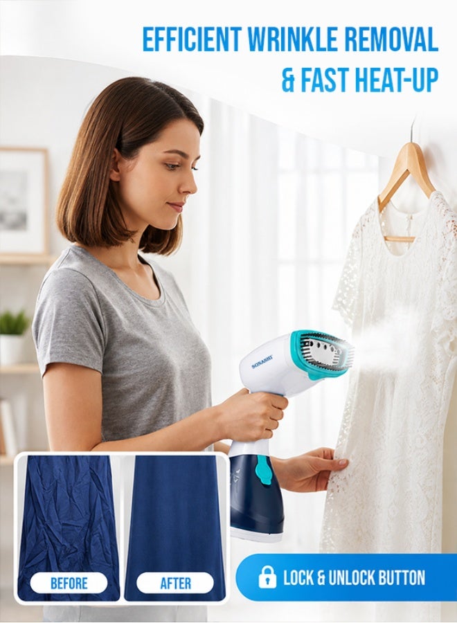 SONASHI Portable Handheld Garment Steamer|1100W| 250 ML| Upto 15g/min Continuous Powerful Steam |60 Sec Fast Heat-up| Ultra Easy Wrinkle Remover| Travel-Friendly |Removable Fabric Brush |SGS-315 Blue/White 250 ml 1100 W 250 ml 1100 W SGS-315 Blue/White - Image 4
