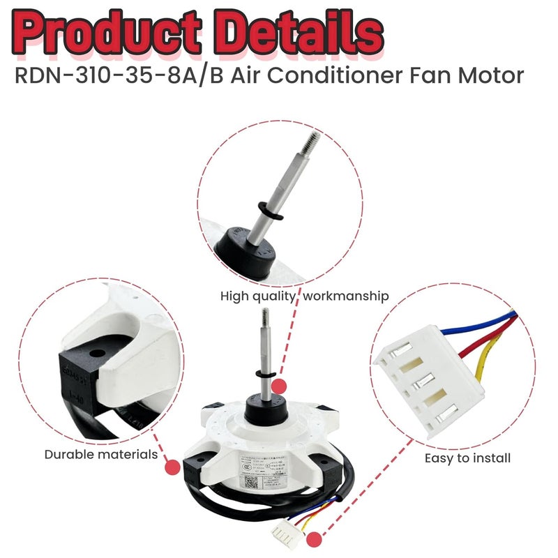 IXGPUTS RDN-310-35-8A/B Air Conditioner Fan Motor Brushless DC Motor DC310V 24W 0.11A 900r/min Compatible for AUX Air Conditioner，External Fan Motor Replacement - Image 3