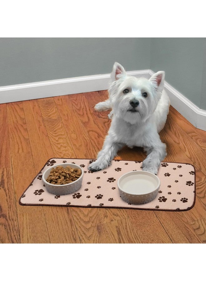 Kitchen Basics Microfiber Dog Food Mat Or Cat Food Mat, AntiSkid And Absorbent Cat Or Dog Feeding Mat To Protect Floors, 10 In. X 20 In., Taupe Paws - Image 5