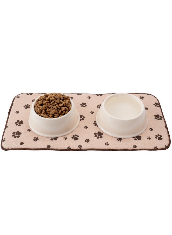 Kitchen Basics Microfiber Dog Food Mat Or Cat Food Mat, AntiSkid And Absorbent Cat Or Dog Feeding Mat To Protect Floors, 10 In. X 20 In., Taupe Paws - Image 4