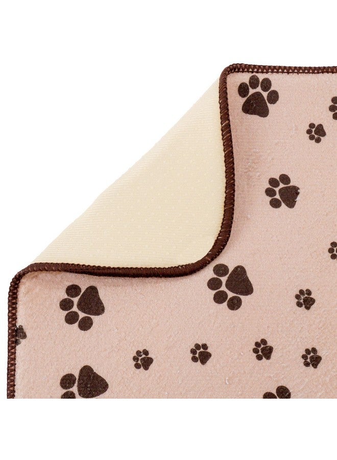 Kitchen Basics Microfiber Dog Food Mat Or Cat Food Mat, AntiSkid And Absorbent Cat Or Dog Feeding Mat To Protect Floors, 10 In. X 20 In., Taupe Paws - Image 2